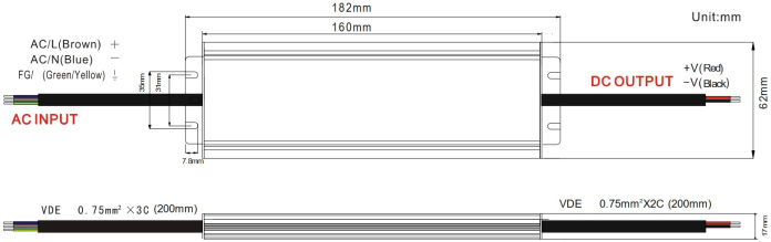 Rysunek techniczny zasilacza hermetycznego ADWS-100-12